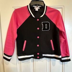 Girls Black and Pink Varsity Jacket
